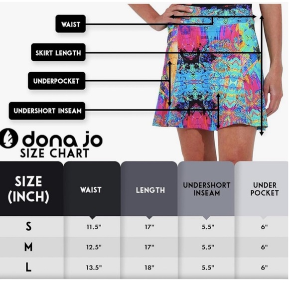 Donna Jo Ultimate A-Line Activeware Blue Multi Dri Fit Skort Size Medium - Picture 6 of 14